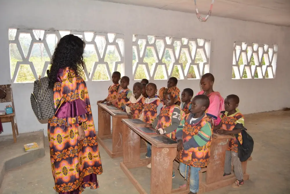 MumzyCRF's first school, The Scrays Of Mang, which opened in September 2019. We're in session even as we're building one classroom per yea